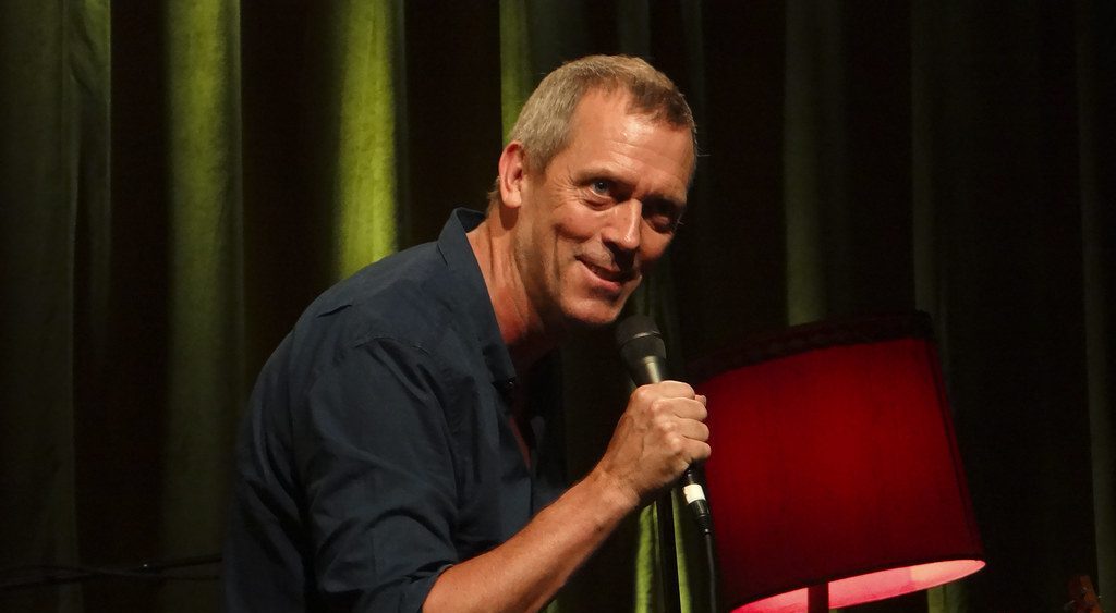 Hugh Laurie at a press conference.