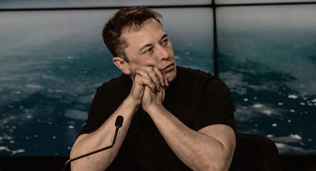 Elon Musk at a press conference.