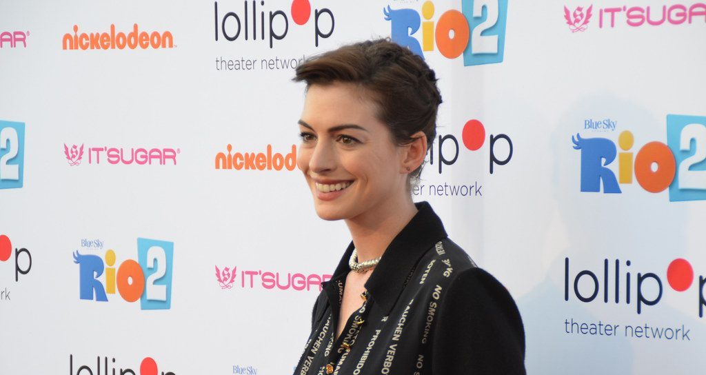 Anne Hathaway at a red carpet event.