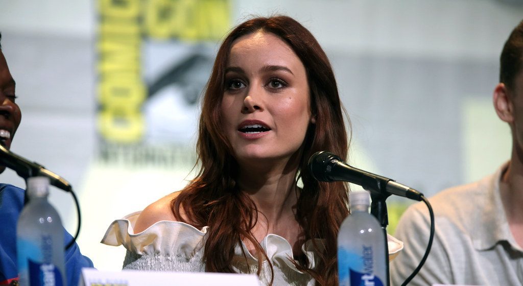 Brie Larson at a press conference.
