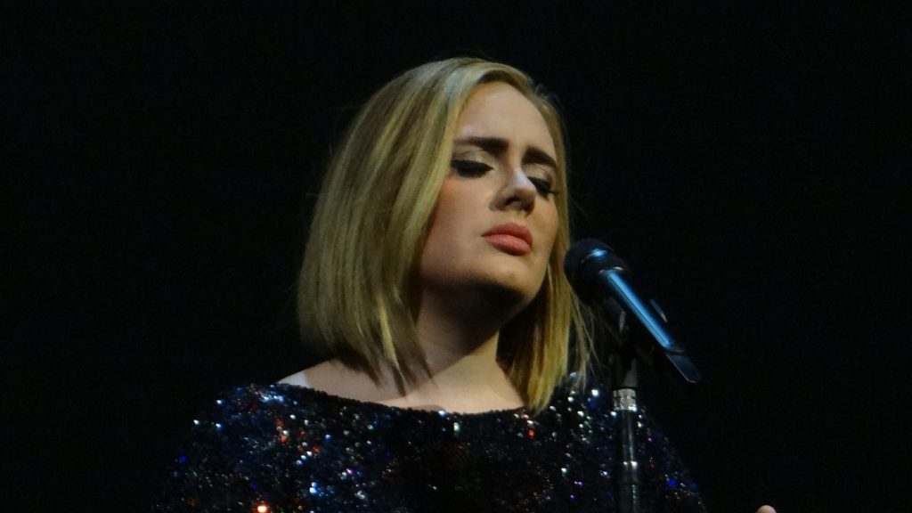 Adele performing live.