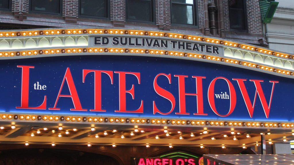The Late Show sign on ED SULLIVAN THEATER.