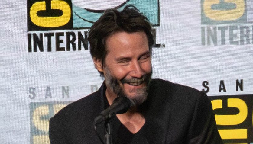 Keanu Reeves at a press conference.