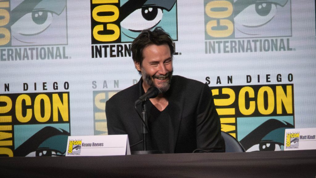 Keanu Reeves at a press conference.