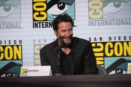 Keanu Reeves at a press conference.