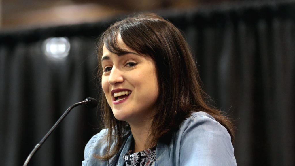 Mara Wilson at the press conference.