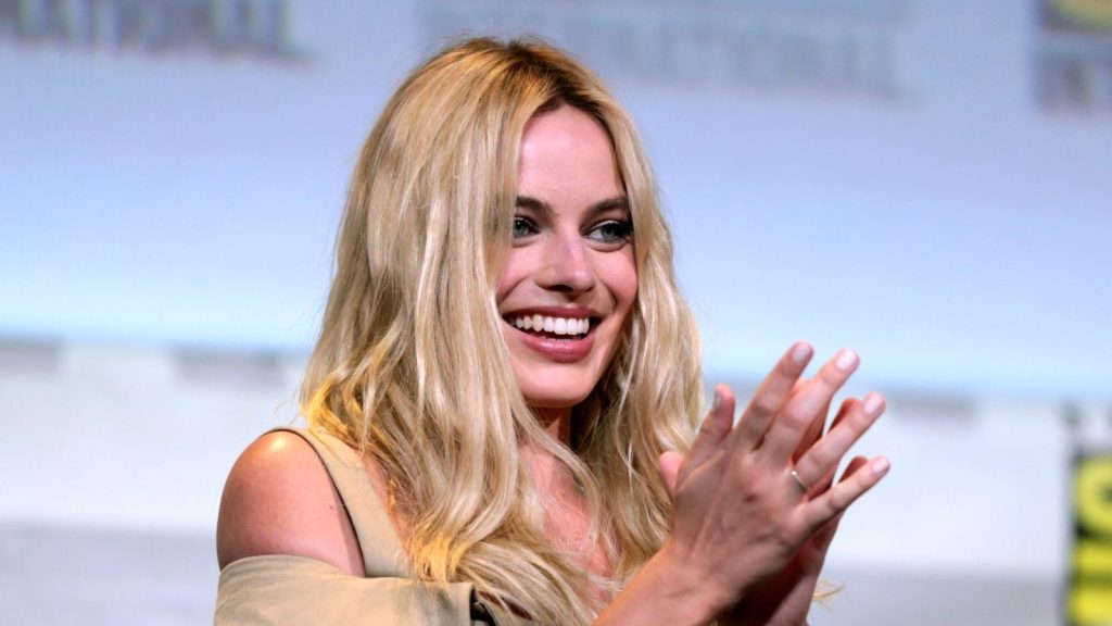 Margot Robbie at the press conference.