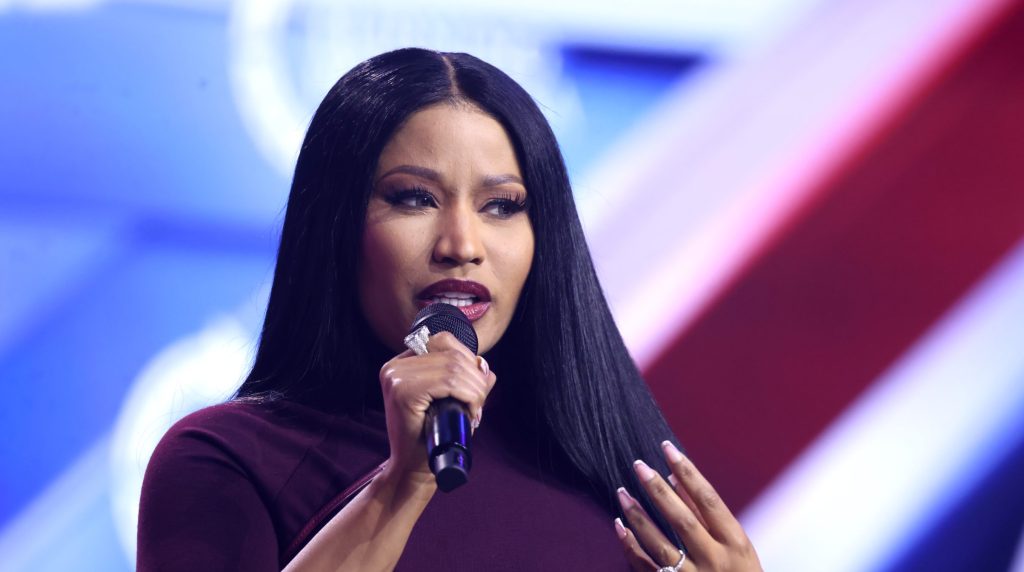 Nicki Minaj at a press conference.