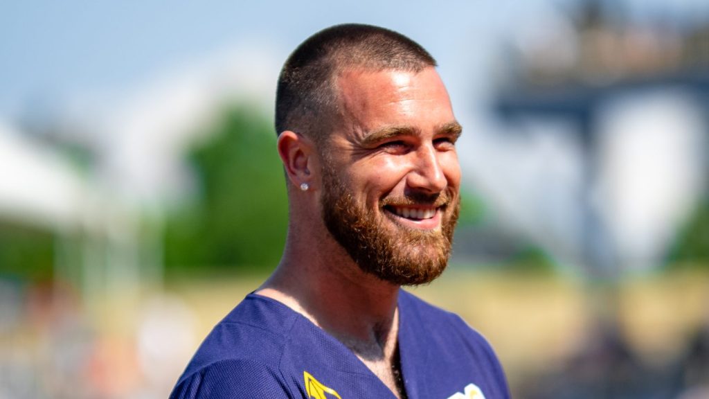 Travis Kelce at the football field.