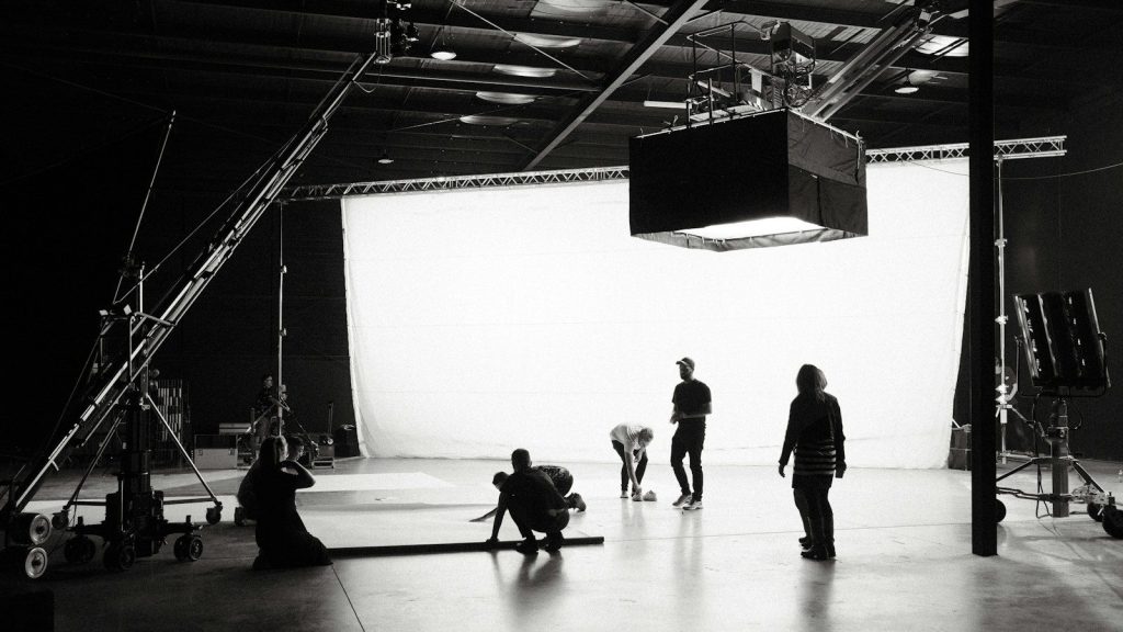 A group of people on the film set.