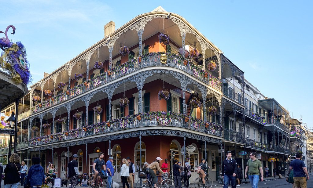 Historic French Quarter corner building.
