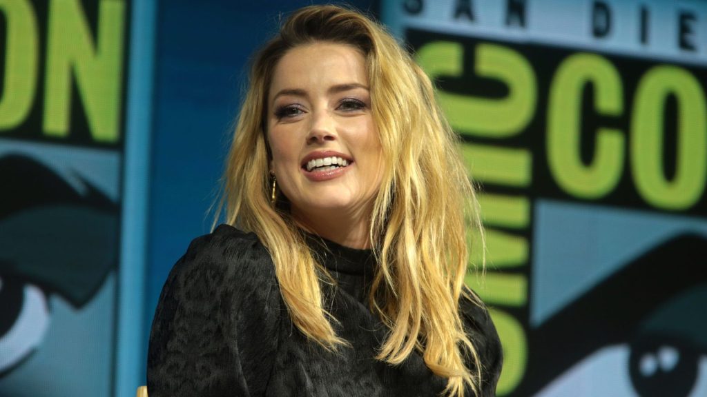 Amber Heard at the press conference.