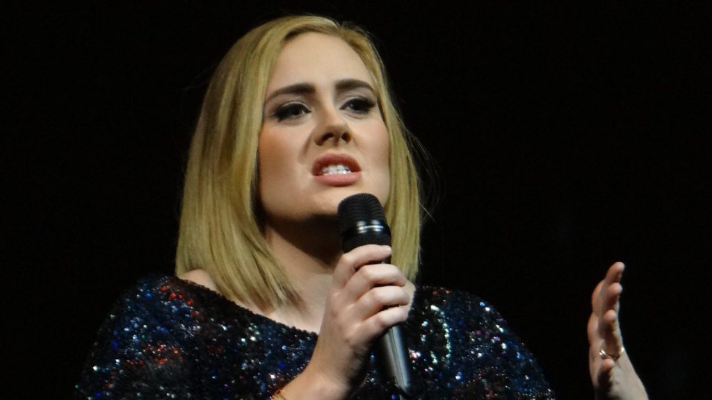 Adele performing live.