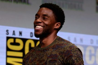 Chadwick Boseman at the press conference.