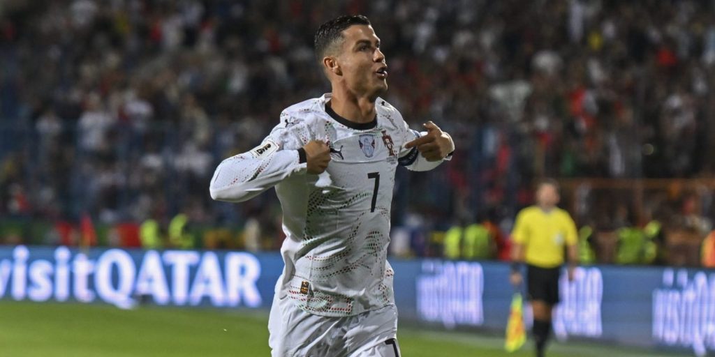 Cristiano Ronaldo playing at the FIFA World Cup 2026.