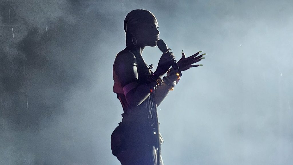Doechii performing live.