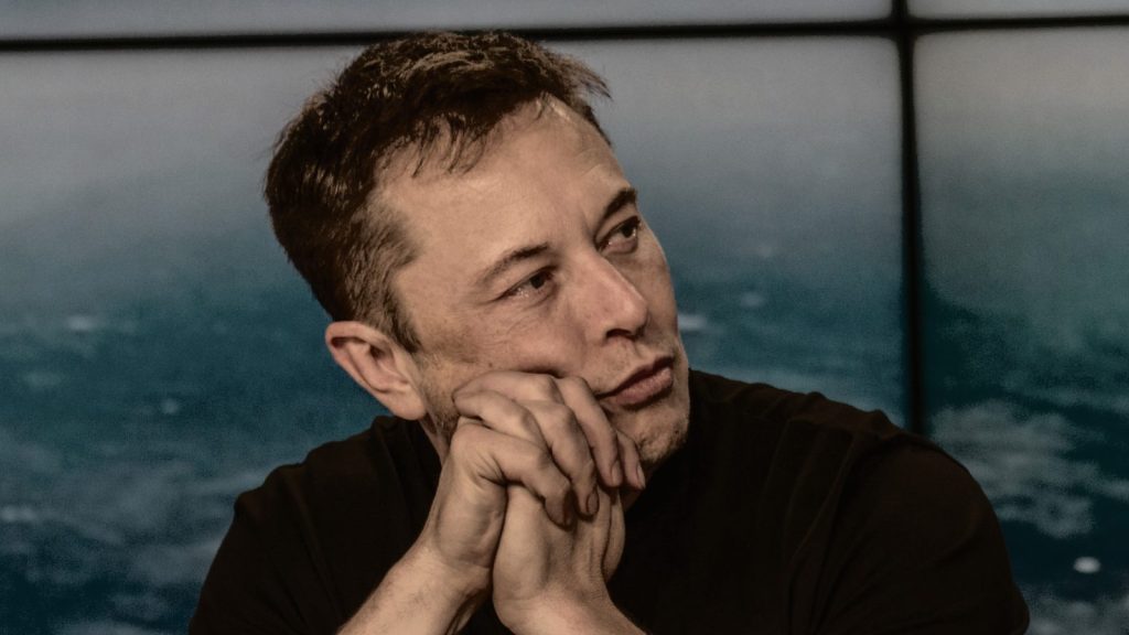 Elon Musk at the press conference.