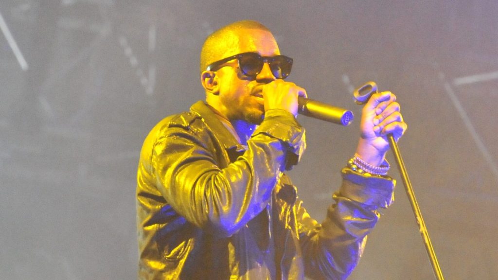 Kanye West performing live.