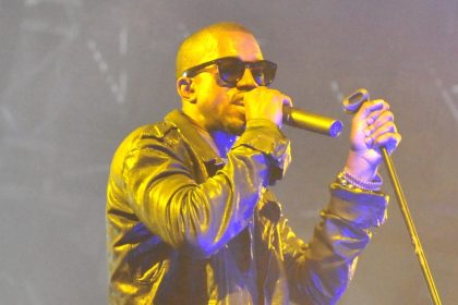 Kanye West performing live.
