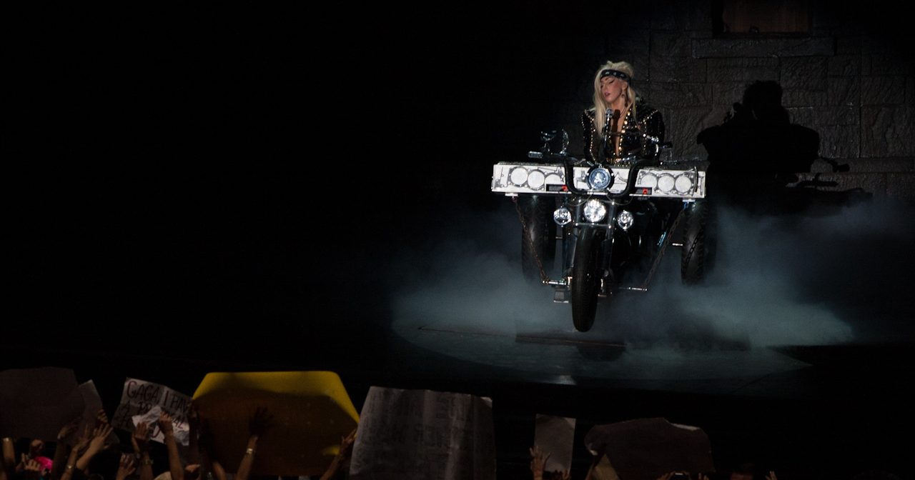 Lady Gaga performing live.