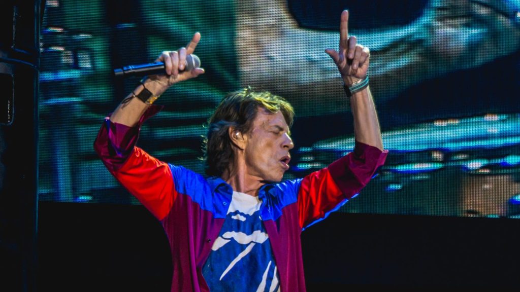 Mick Jagger performing at a live concert