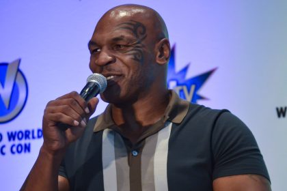 Mike Tyson at the press conference.