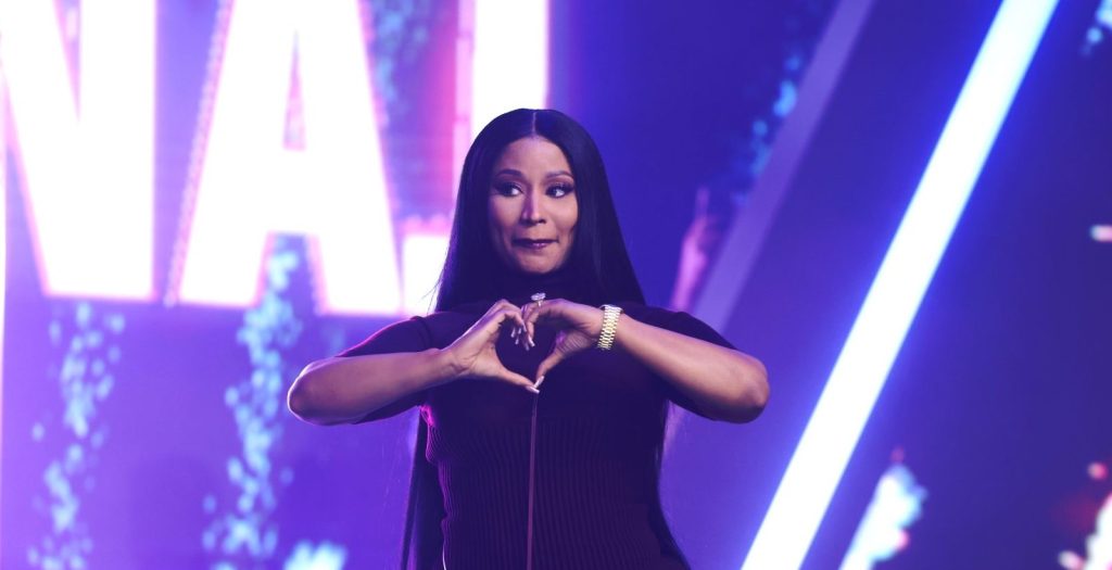 Nicki Minaj at the 2025 AmericaFest at the Phoenix Convention Center.