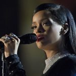 Rihanna performing live.