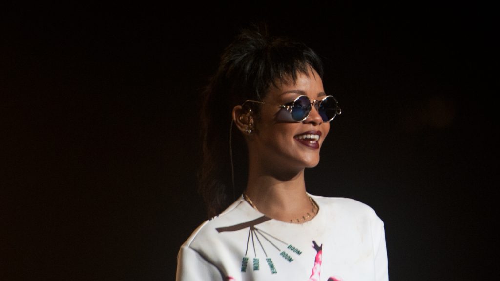 Rihanna performing live.