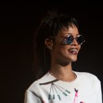 Rihanna performing live.