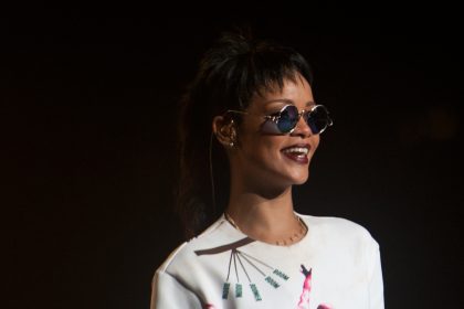 Rihanna performing live.
