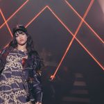 Rihanna performing live.