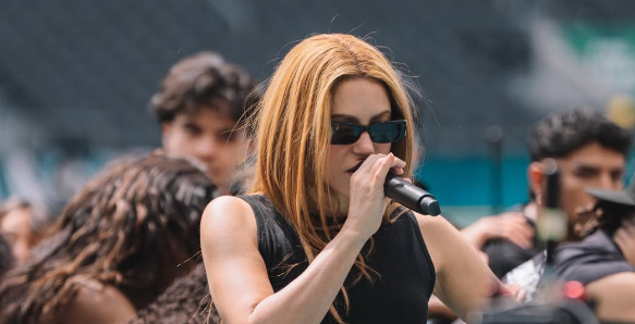 Shakira performing live.