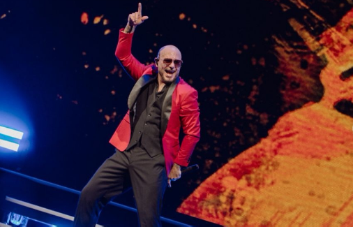 Pitbull performing live.