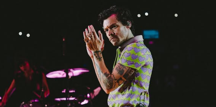Harry Styles performing live.