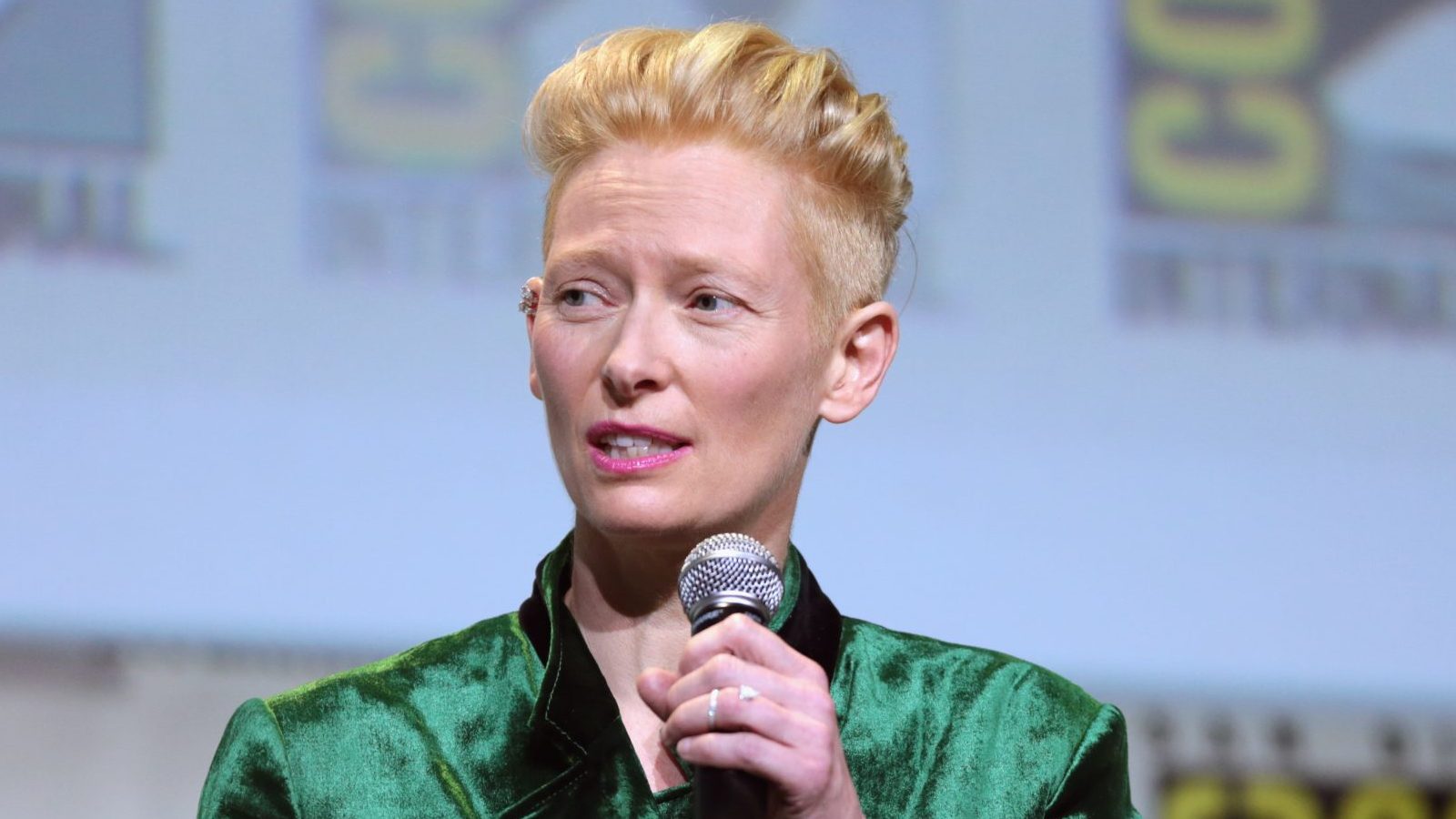 Tilda Swinton at the press conference.