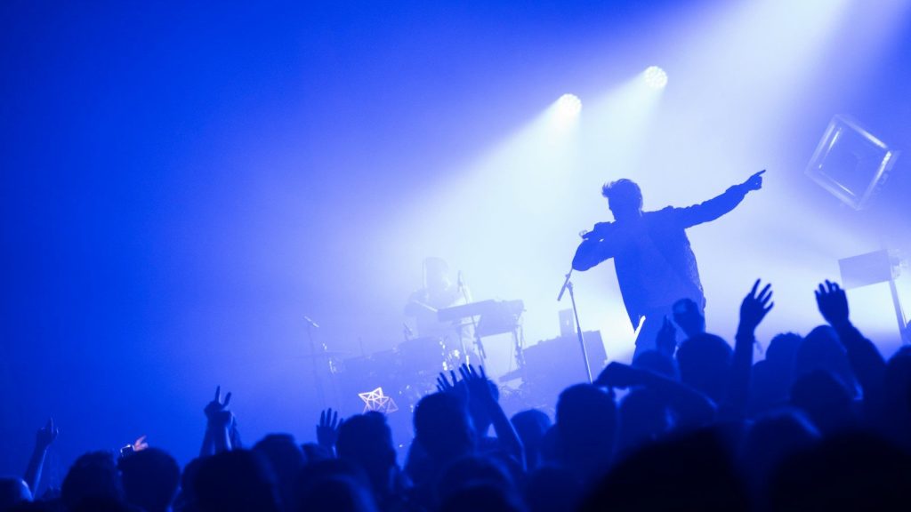 Man performing in a concert.
