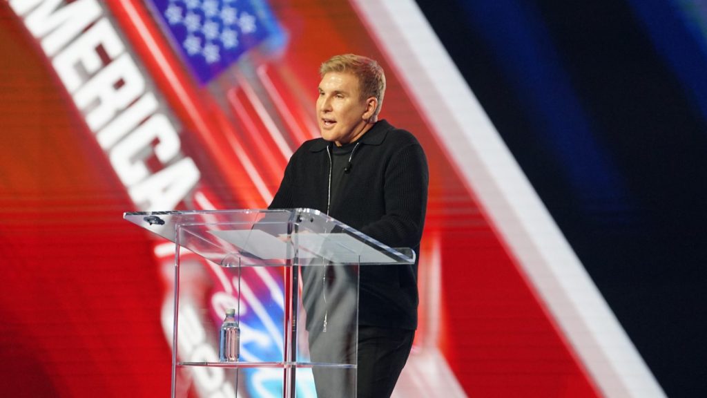 Todd Chrisley giving a speech at AmericaFest.
