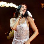 Dua Lipa performing live.