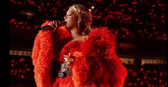 Beyonce performing live.