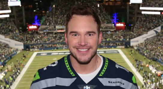 Chris Pratt at the Super Bowl.